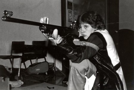  Pat Spurgin aims to take a shot. Spurgin won two National Championships as a member of the Murray State rifle team. She went on to win the gold medal at the 1984 Summer Olympics in Los Angeles, Calif. || Photo courtesy of Sports Information
