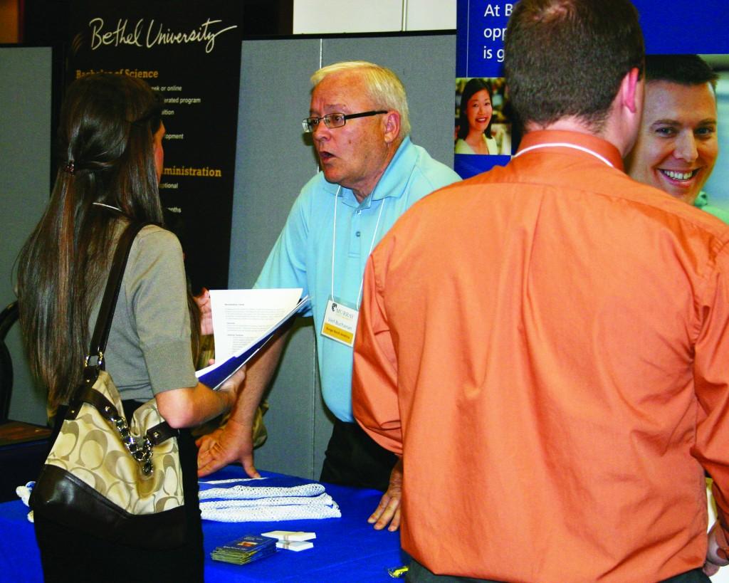 Hundreds of students attended the Career Fair Wednesday in the hopes of getting employed. Michelle Grimaud || The News