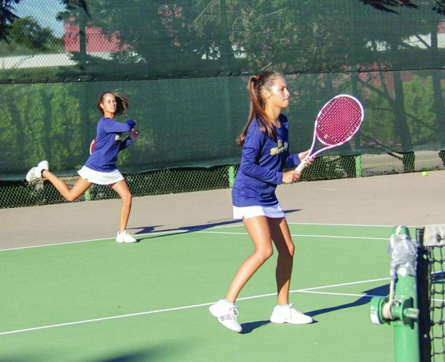 Lori Allen/The News
Freshmen twins Eleonore and Verginie Tchakarova bring a unique flair to the women’s tennis team.