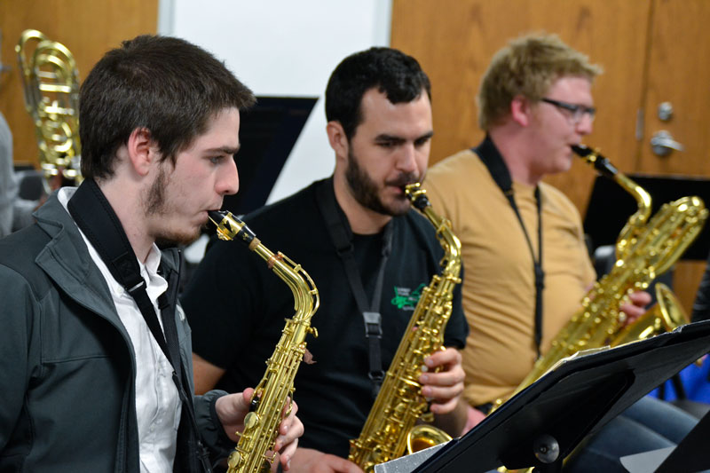 Megan Godby/The News
Members of one of Murray State’s jazz ensembles practice for “Swing into Spring.”