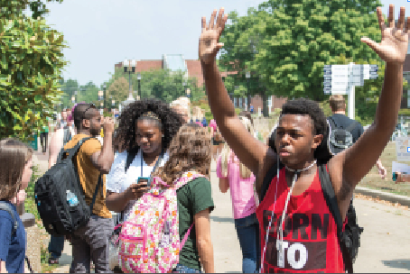 Photos by Kory Savage/The News
Students joined outside of Waterfield Library Thursday to protest the shooting of Michael Brown in Ferguson, Mo.