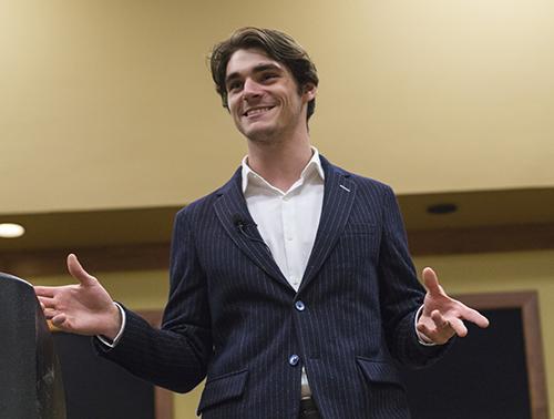 Fumi Nakamura/The News
RJ Mitte spoke to students Wednesday about his struggles with cerebral palsy and overcoming his disability.