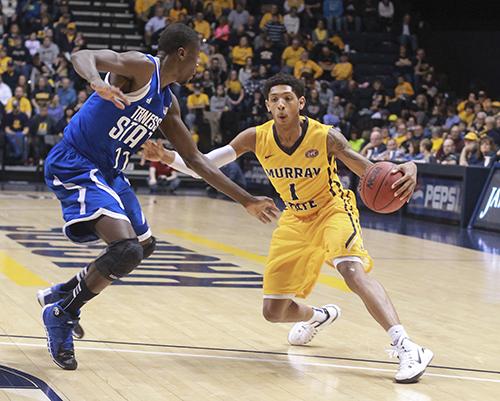 Jenny Rohl/The News
Sophomore point guard Cameron Payne leads the Murray State offense against Tennessee State Saturday at the CFSB Center. The Racers defeated the Tigers 91-72.
