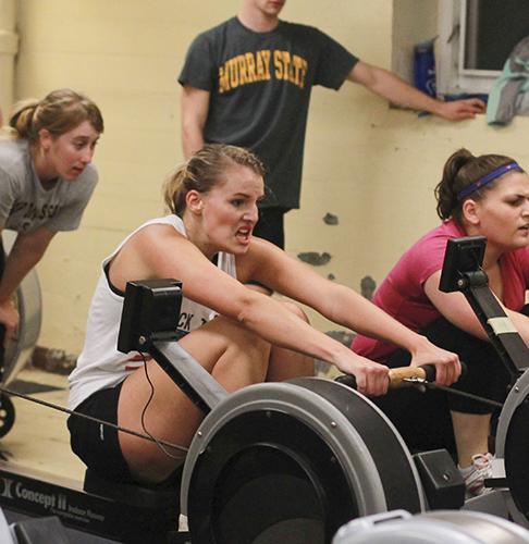 Jenny Rohl/The News
The rowing team practices on ergometers during the fall season to prepare for rowing on the water in the spring.