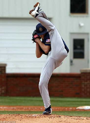 Photo Courtesy of Jeff Drummond 
Sophomore pitcher, John Lollar winds up a pitch against University of Kentucky on March 3.
