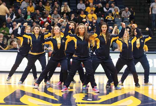 Jenny Rohl/The News
Racer girls perform at a men’s basketball home game during the 2014-15 season.