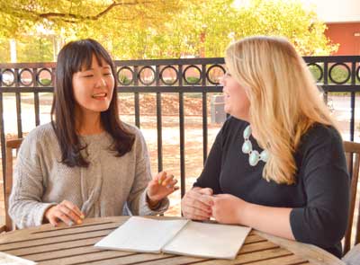 Emily Harris/The News
Brianna Taylor, junior from Marion, Illinois and Hyejin Cho, freshman from Gwanju, South Korea, became friends after joining the English as a Second Language conversation partner program at Murray State. 