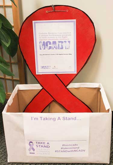 Kalli Bubb/The News
Donation boxes for Sigma Sigma Sigma’s first phone drive are located in the Women’s Center.