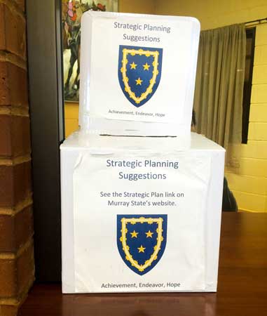Kalli Bubb/The News
Strategic Initiatives Plan suggestion boxes are placed around campus for student, faculty and staff who would like to submit a suggestion.