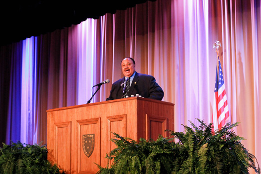 Jenny Rohl/The News
PRESIDENTIAL LECTURE: Martin Luther King III spoke to a crowd in Lovett Auditorium for the Presidential Lecture Series about progress in the civil rights movement. Last year, MSNBC’s Chuck Todd spoke for the lecture series.