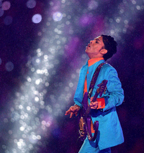 Photo courtesy of wgnradio.com 
Prince performs during the halftime show at the 2007 Super Bowl in the pouring rain.