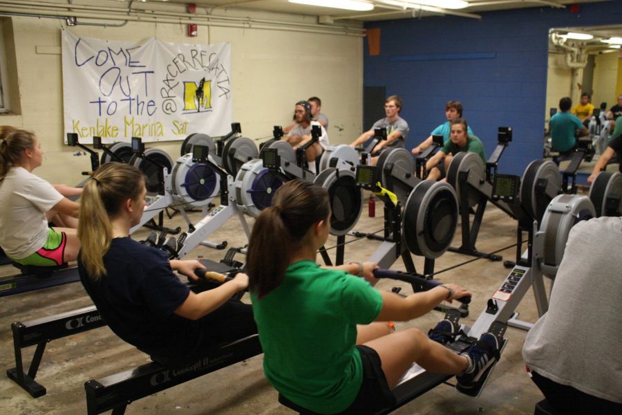 Murray State’s rowing team works out on ergometers in their offseason. (Julie Boeker/TheNews)