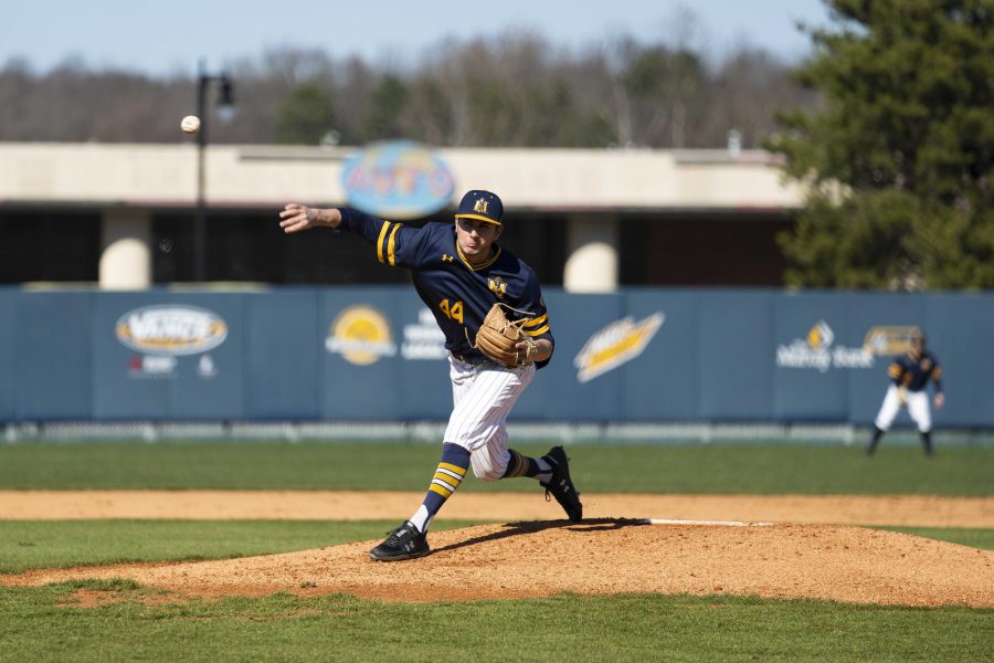 Junior pitcher Trevor McMurray throws a pitch against Miami University. (Photo by Richard Thompson/TheNews)