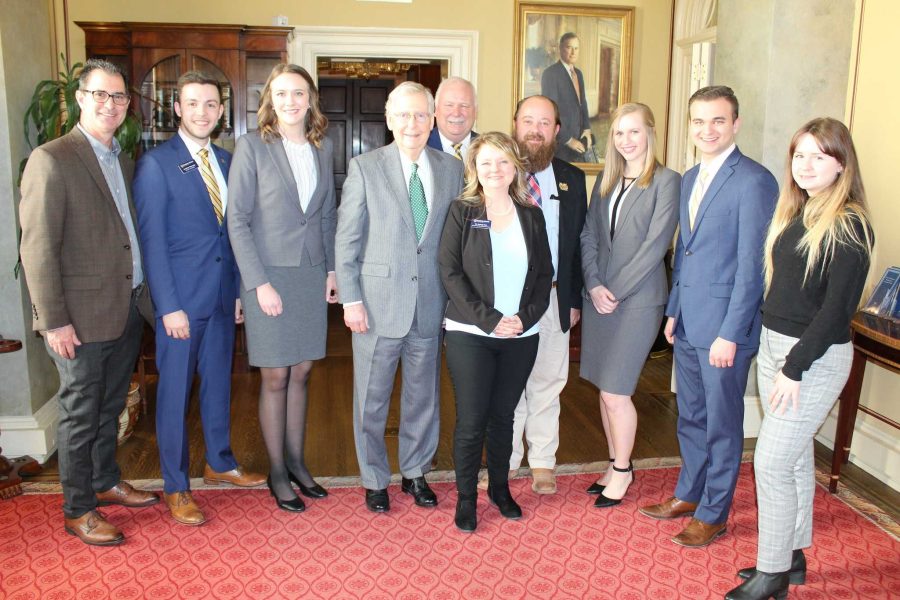 Students and faculty traveled to Frankfort, Kentucky to discuss the center with Sen. Mitch McConnell. (Photo courtesy of Sen. McConnells office)