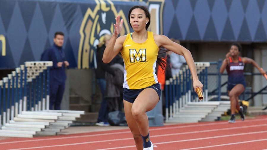 Senior Tamdra Lawrence competes in her event. (Photo by Dave Winder/Racer Athletics)