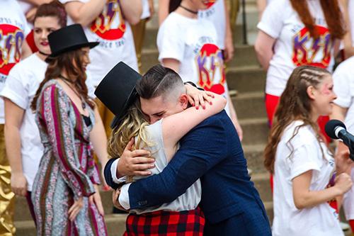 Rachel Warren from Kappa Delta got engaged in front of the steps of Lovett Auditorium. (Blake Sandlin/The News)