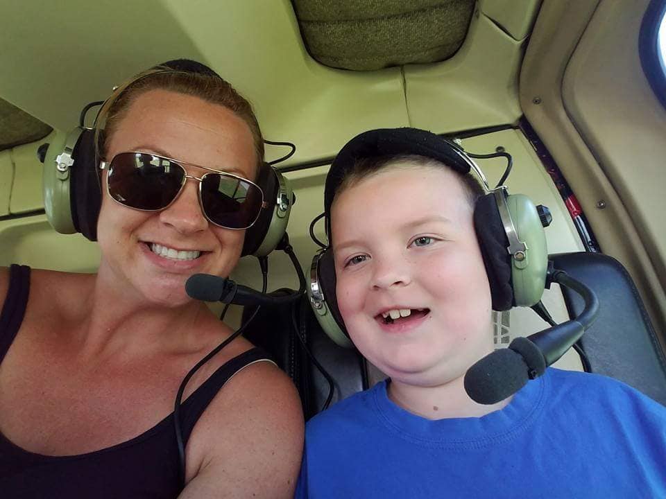 Jennifer Greve and her son Dallas rode in a helicopter over Disney World in Orlando, Florida. (Photo courtesy of Jennifer Greve)