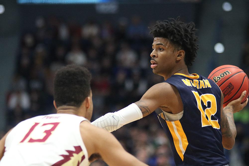 Former Murray State point guard Ja Morant is expected to be selected at No. 2 overall by the Memphis Grizzlies in the 2019 NBA Draft. (Photo by Gage Johnson/TheNews)