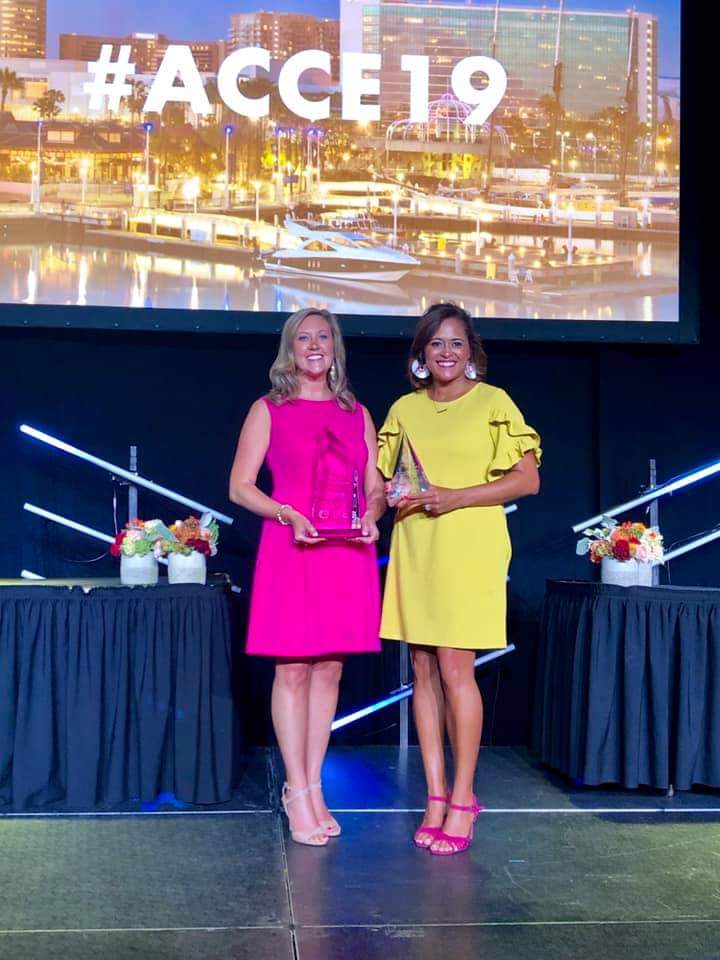 Michelle Bundren and LaCosta Hays accept the award for best chamber of commerce in the nation on behalf of Murray-Calloway County. (Photo courtesy of Michelle Bundren)