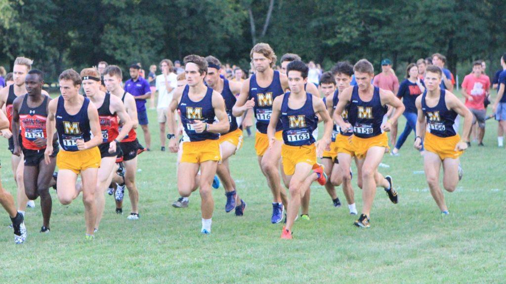 The Racers mens cross country team begins its first 5K of the season at Belmont. (Photo courtesy of Racer Athletics)