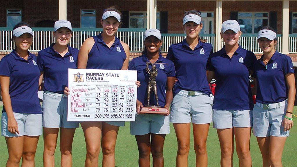 The Murray State womens golf team poses for a picture after its second place finish at this Chris Banister Classic. (Photo courtesy of Dave Winder/Racer Athletics)
