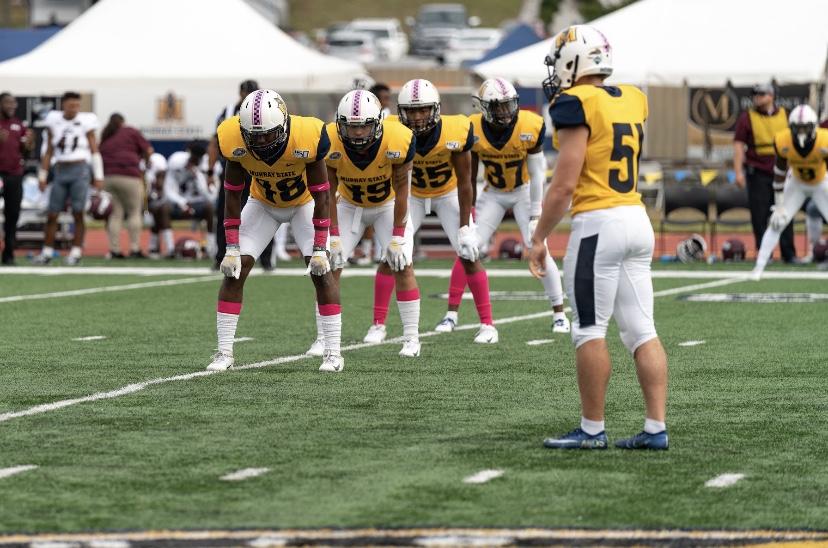 The Racers prepare for a kickoff against EKU. (Photo by Richard Thompson)