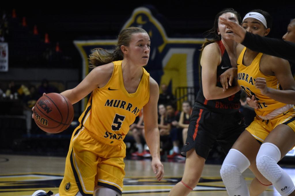 Sophomore guard Macey Turley drives to the basket. (Photo by Gage Johnson/TheNews)