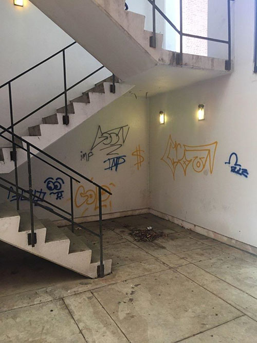 The+stairs+on+the+lower+level+of+the+Fine+Arts+building+was+one+of+the+locations+struck+by+vandals+over+Winter+Break.+%0A%28Photo+courtesy+of+the+Murray+State+Police+Department%29