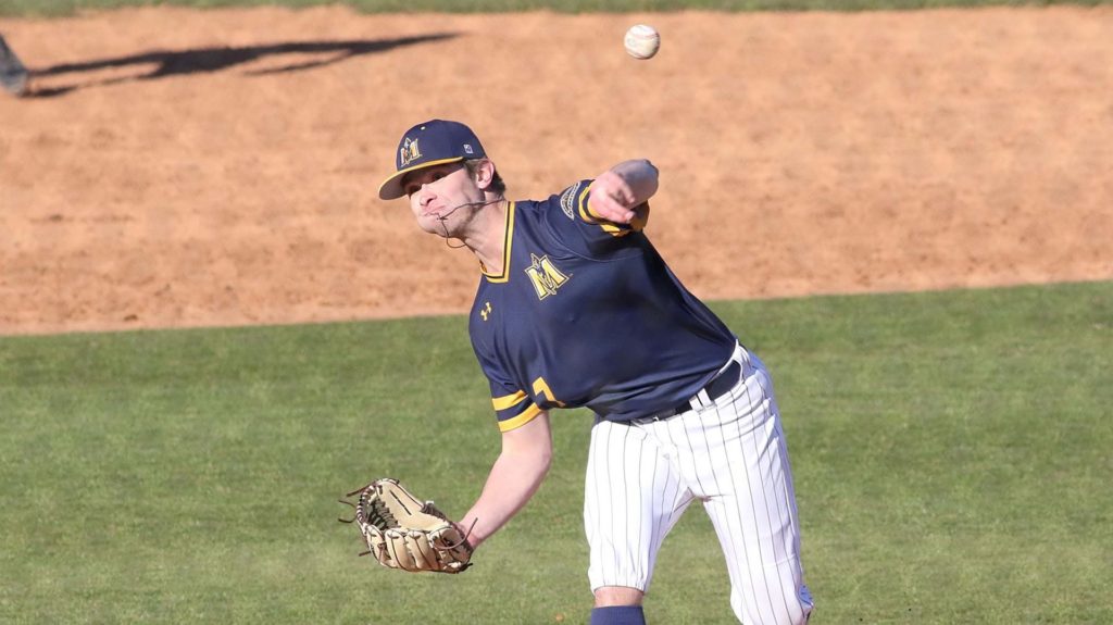 Senior pitcher Jase Carvell throws a pitch against North Alabama. (Photo courtesy of Racer Athletics)