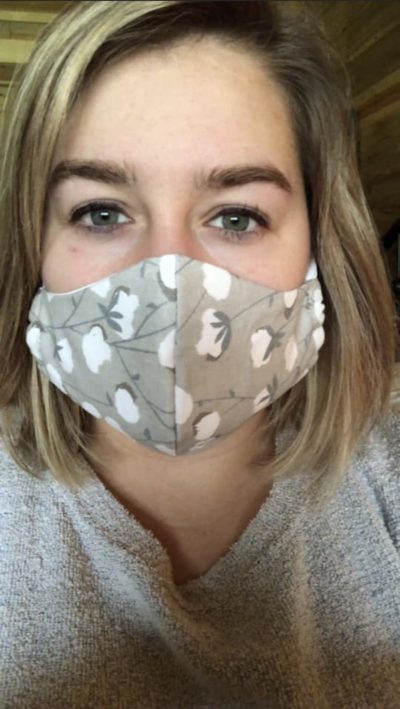 Kendall Clark, senior from Medina, Tennessee, sews masks to support her medical community. (Photo courtesy of Kendall Clark)