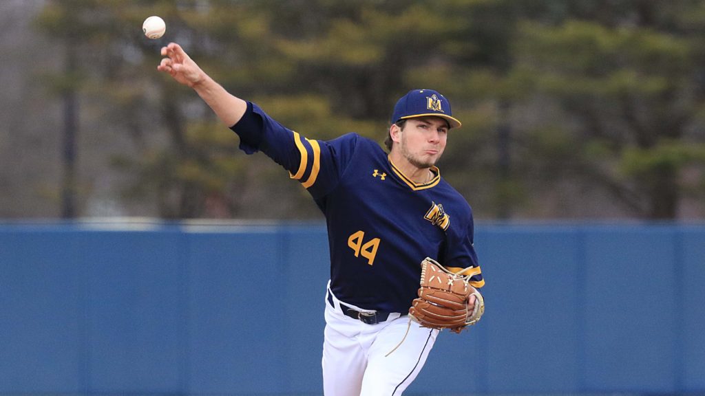 Senior pitcher Trevor McMurray throws a pitch. (Photo courtesy of Racer Athletics)