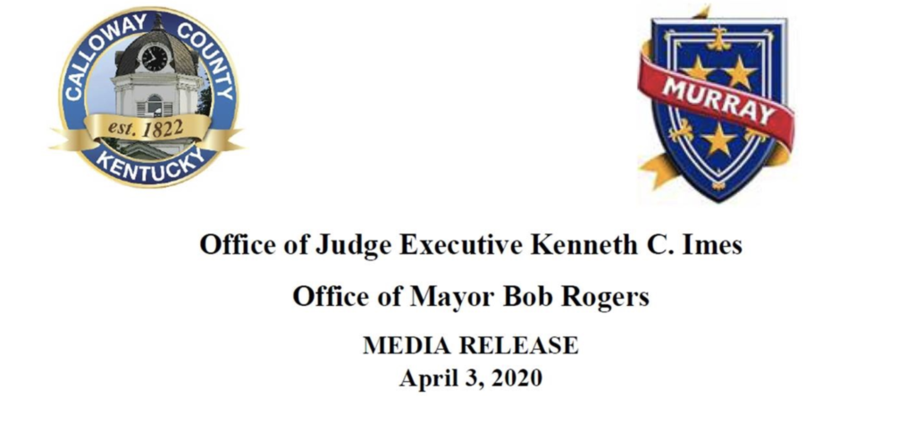 Mayor+Bob+Rogers+and+Judge+Executive+Kenneth+Imes+released+a+media+release+on+April+3+encouraging+citizens+to+abide+by+CDCs+guidelines.+%28Photo+courtesy+of+the+City+of+Murrays+Facebook+page%29