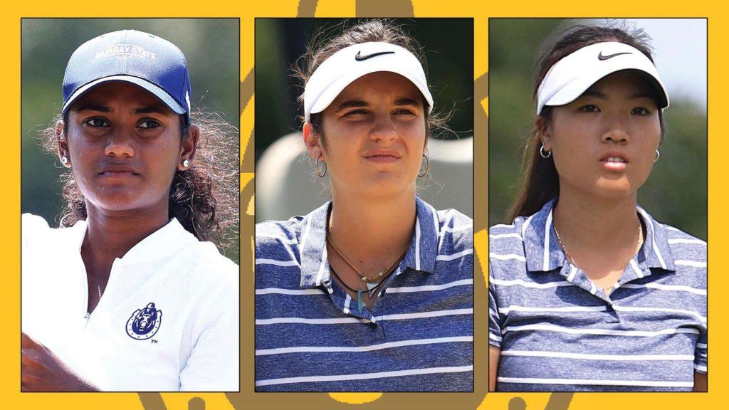 Senior Raeysha Surendran, Freshman Ana Garcia Picchi and freshman Eliza Mae Kho all earned postseason OVC honors. (Photo courtesy of Racer Athletics)