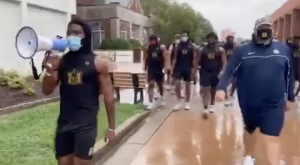 Football team protests on campus