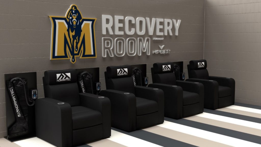 Former Racer and 2020 NBA Rookie of the Year Ja Morant donated a new rest and recovery room to his alma mater. (Photo courtesy of Racer Athletics and Hyperice)