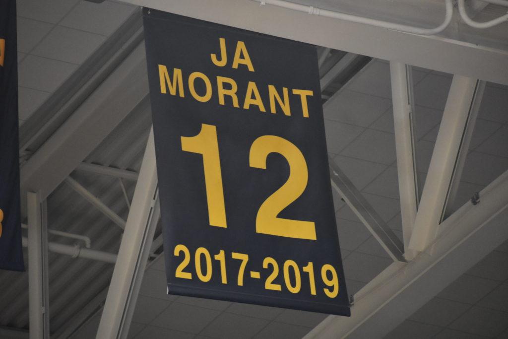 Ja+Morants+jersey+was+retired+at+halftime+of+the+Murray+State+vs.+SIUE+game+on+Feb+1.+2019.+%28Photo+courtesy+of+Gage+Johnson%2FTheNews%29