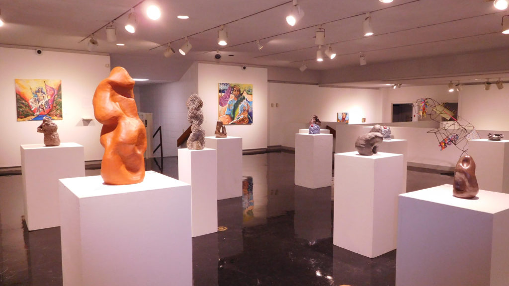 The art exhibit “Unprecedented” highlights seniors’ best works over the course of their careers. The exhibit is in the Clara M. Eagle Gallery until Nov. 12 from 8 a.m. to 4:30 p.m. (Olivia Underwood/The News)