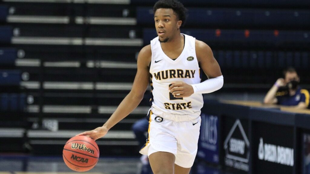 Sophomore guard Chico Carter Jr. brings the ball up the court against EIU. (Photo courtesy of Racer Athletics)