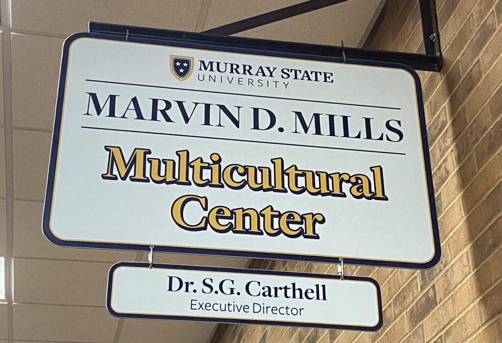 Pictured is the sign above the Multicultural Office on the first floor of the Curris Center. (Dionte Berry/The News)