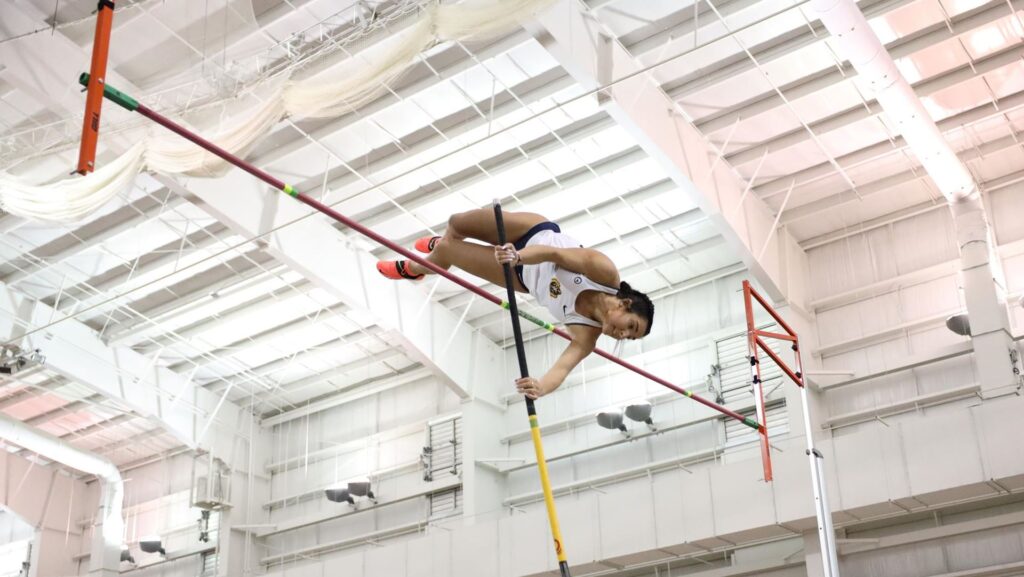Junior Brooke Misukonis competes in the pole vault at the Marshall Invite. (Photo courtesy of Racer Athletics)