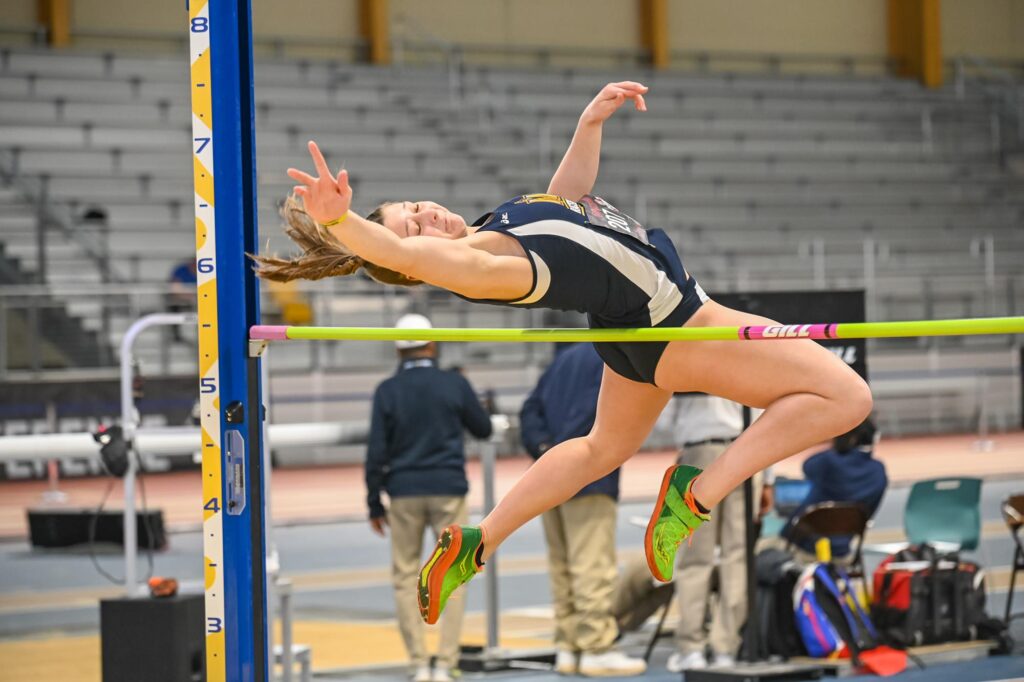 Sophomore Jenna Pauly finished sixth in the pole vault competition at The Thundering Herd Invite, hosted by Marshall University. (Photo courtesy of Racer Athletics)