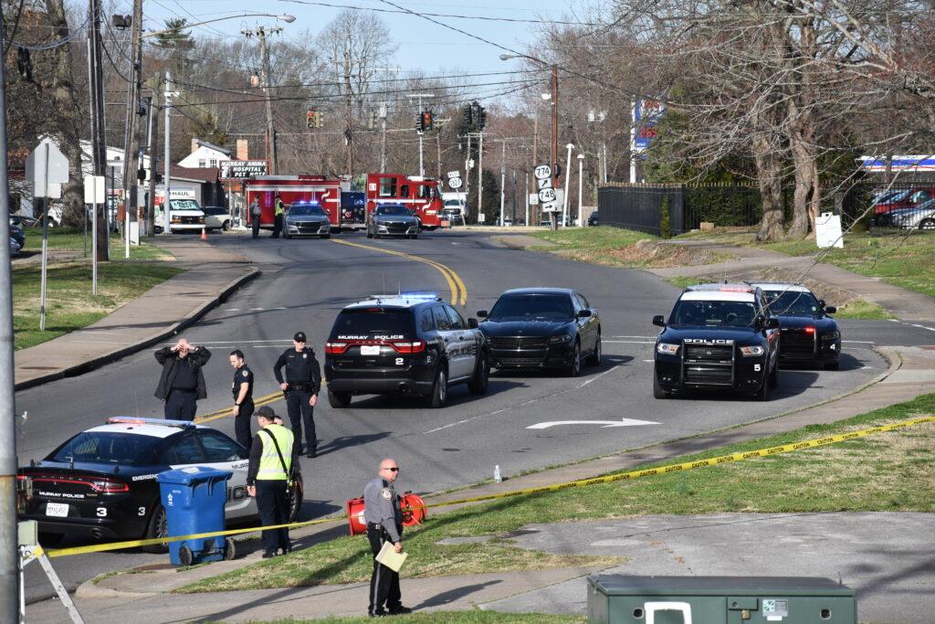 Local law enforcement arrived to the 1500 block of Chestnut Street on March 16 after reports of shots fired. (Photo courtesy of Gage Johnson/TheNews)