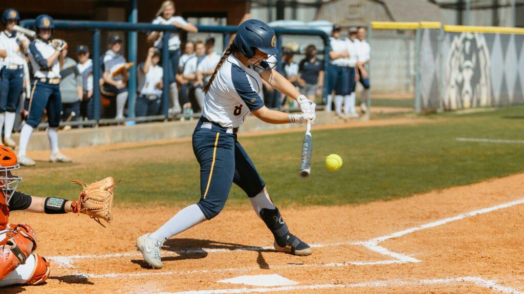 Senior outfielder Logan Braundmeier hit a home run in the first game against Belmont. (Photo courtesy of Piper Cassetto)