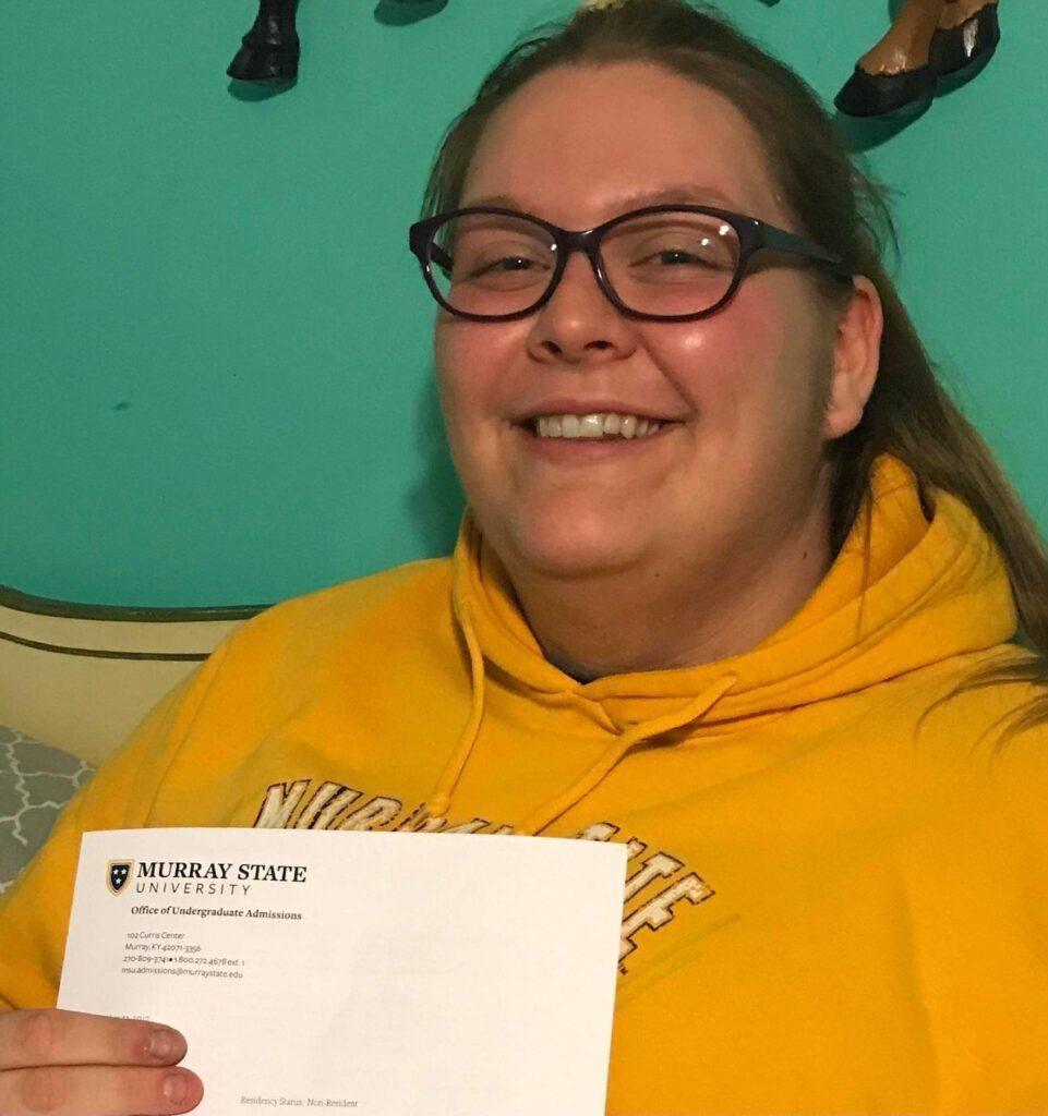 Sarah Townsend is with her Murray State acceptance letter. (Photo Courtesy of Frankie Brown)
