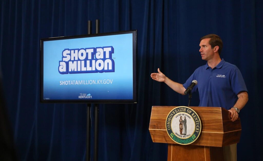 Gov. Beshear announced the Shot at a Million drawing on June 4 via Facebook live. (Photo courtesy of Beshears Facebook)