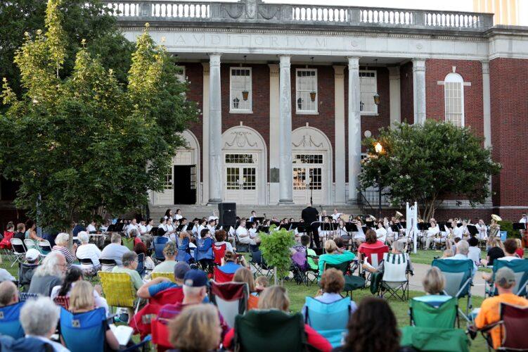 The Town and Gown Band performing on the lawn of Lovett Auditorium (Photo courtesy of Murray State).