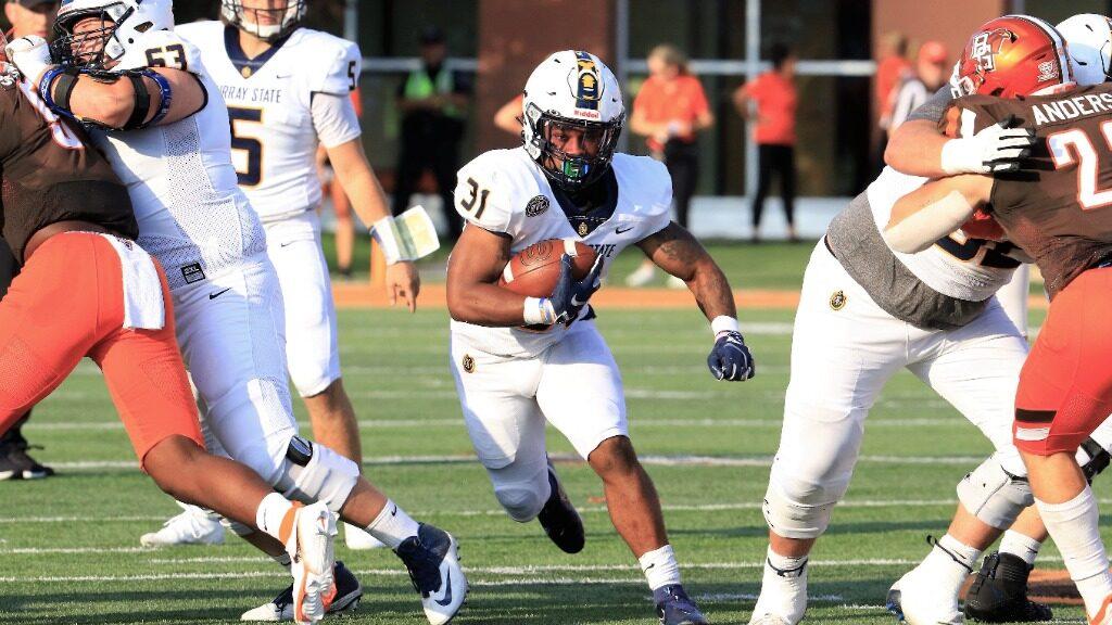 Sophomore running back Demonta Witherspoon scored the only touchdown for the Racers in their loss to Bowling Green. Photo courtesy of Dave Winder/Racer Athletics.