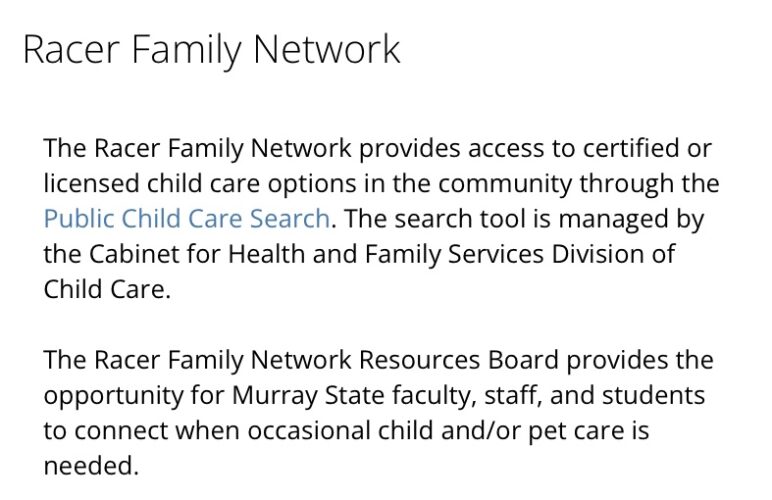 The Racer Family Network tab on myGate is where people can sign up for care services. (Screen capture from myGate)