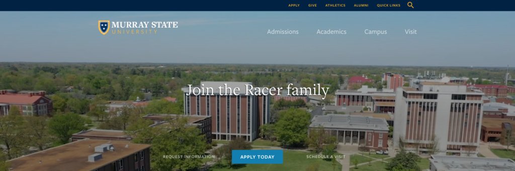 The domain name for murraystate.edu will remain the same. Screen capture of murraystate.edu web display.
