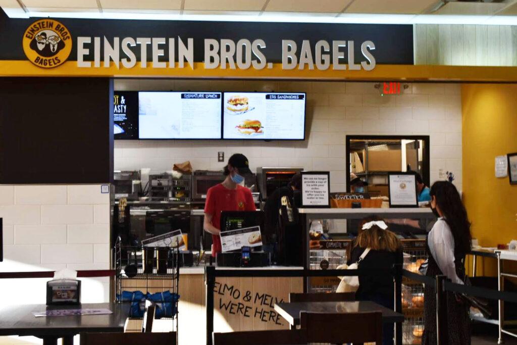 Among+other+campus+eateries%2C+Einstein+Bros.+Bagels+has+had+to+close+in+the+middle+of+the+day+because+of+staff+shortages.+%28Mary+Huffman%2FThe+News%29